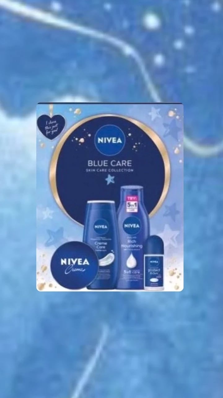 Set për trup Nivea Blue Care, Losion trupi 400 ml + Xhel dushi 250 ml + Antiperspirant roll-on 50 ml Set për trup Nivea Blue Care, Losion trupi 400 ml + Xhel dushi 250 ml + Antiperspirant roll-on 50 ml