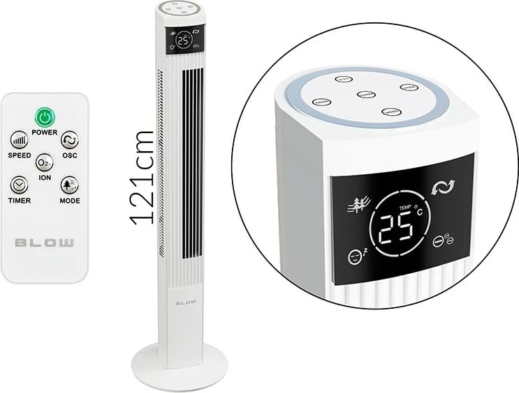 Ventilator kolonë BLOW XXL 90W, i bardhë