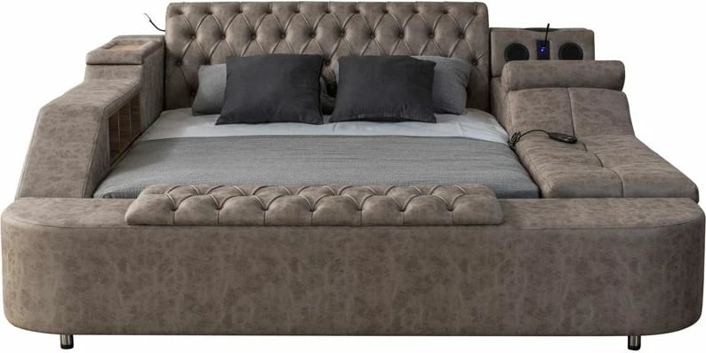 Krevat dopio smart, ngjyrë kafe, Skye Decor, me masazh, USB, audio