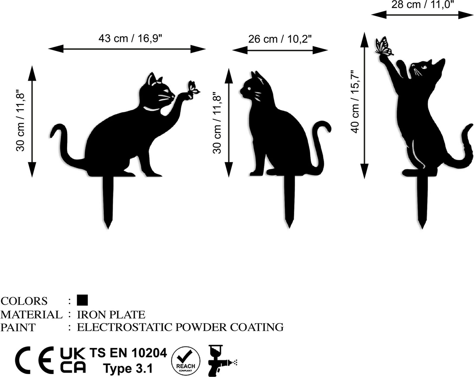 Objekt dekorativ për kopsht, dizajn Aberto, Fam 06, set 3 copë, ngjyrë e zezë