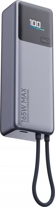 Power bank Xiaomi 165W, 10000mAh, me kabllo të integruar, Gri