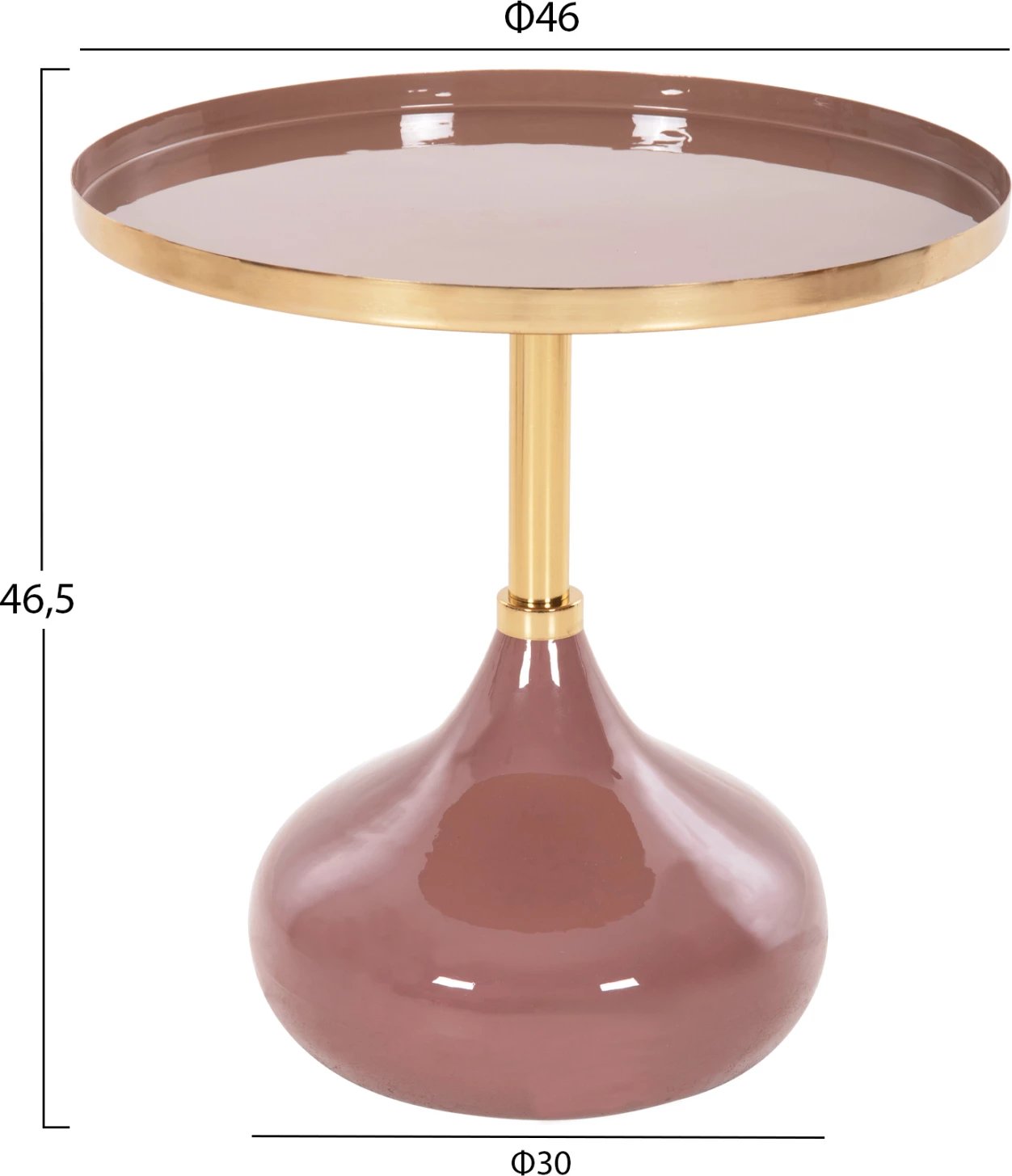 Tavolinë anësore rrethore UTRI FH4241.06 metalike, ngjyrë rozë-bezhë e ngrohtë, Φ46x46.5H cm