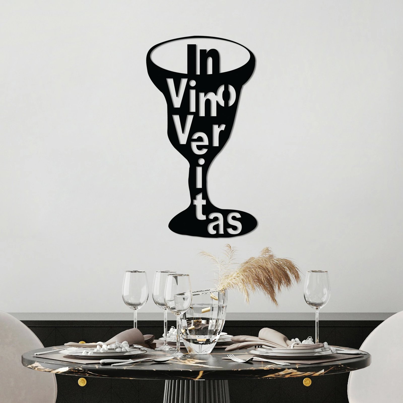 Aksesor dekorativ metalik për mur, Wallity Veritas 1, ngjyrë e zezë, 30x60cm