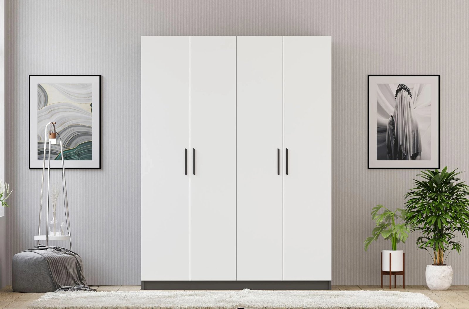 Dollap Skye Decor, ngjyrë e bardhë mat dhe antracit, Rb-183-01