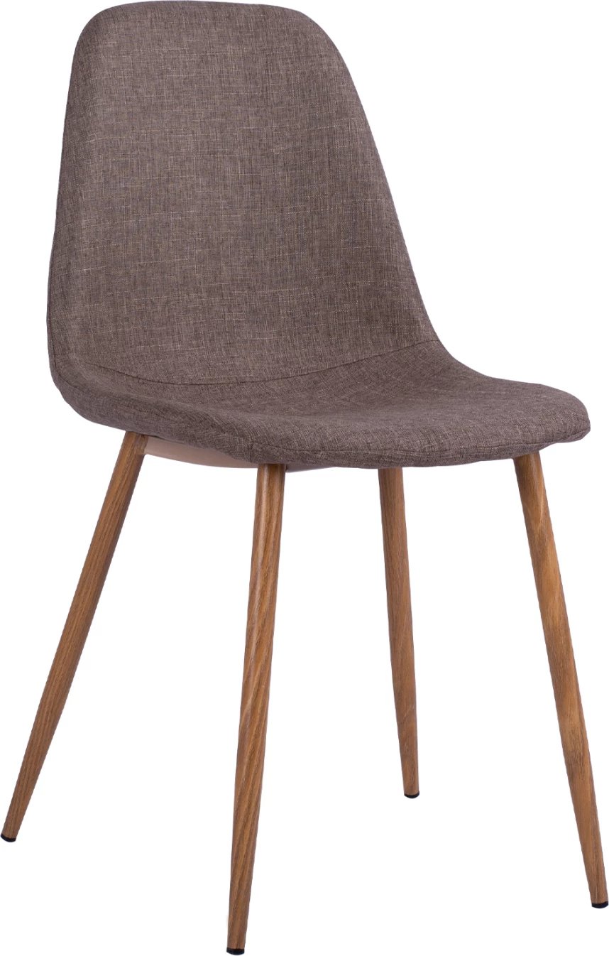 Karrige ngrënieje Leonardo FH00100.03 me këmbë metalike dhe pëlhurë kafe 44x55x85 cm, set prej 4 copë