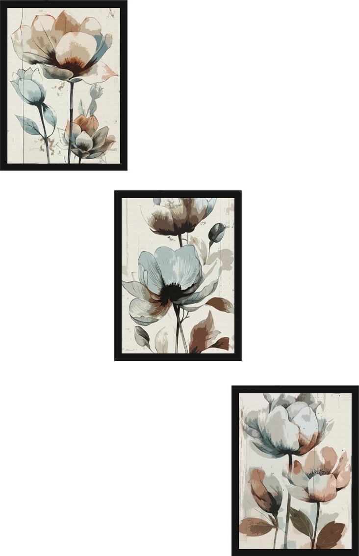 Pikturë dekorative me kornizë MDF (3 copë), Wallity, Huhu478S, 20x30cm