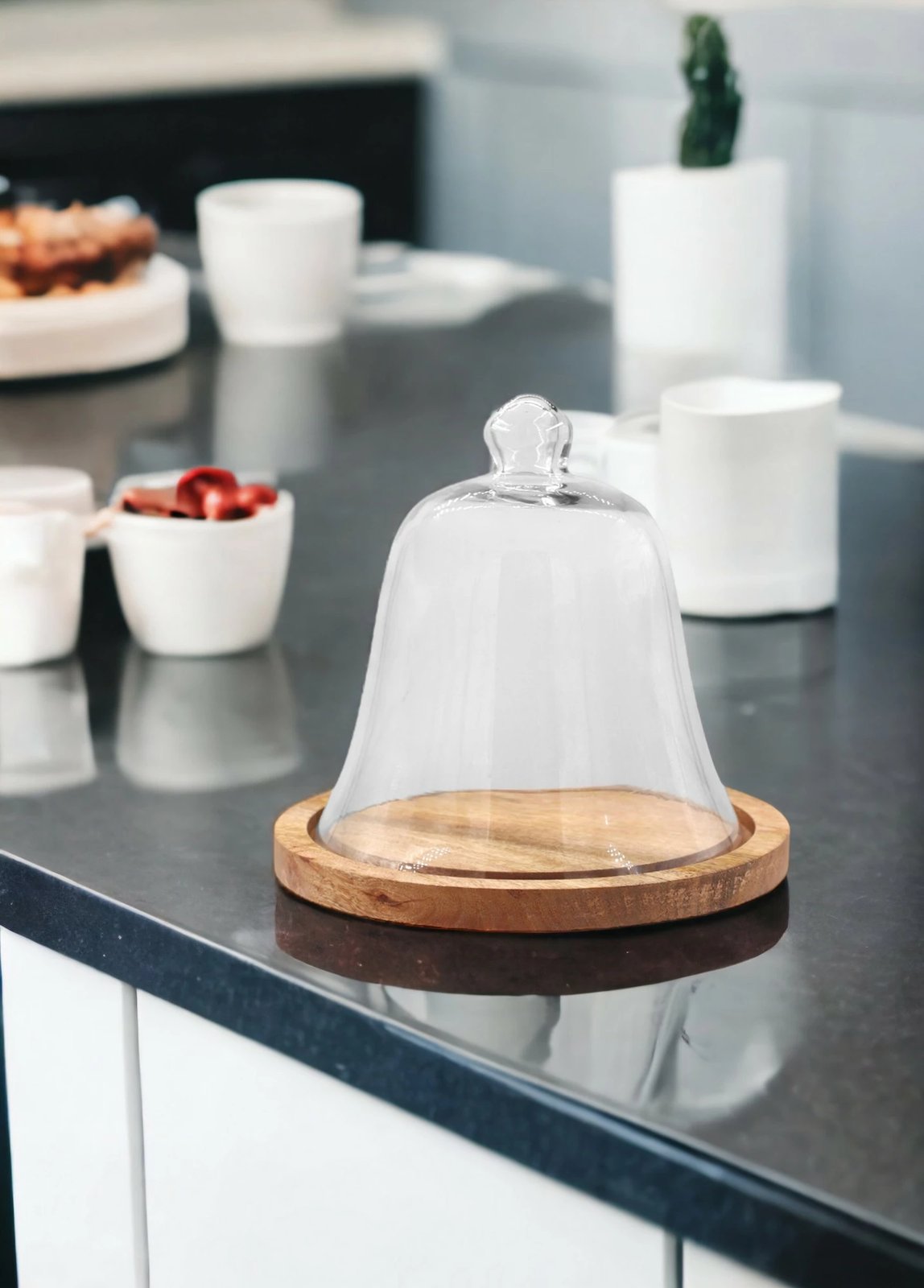 Pjatë për servirje tortash Hermia, CAM0390, transparente, 20x21x21cm