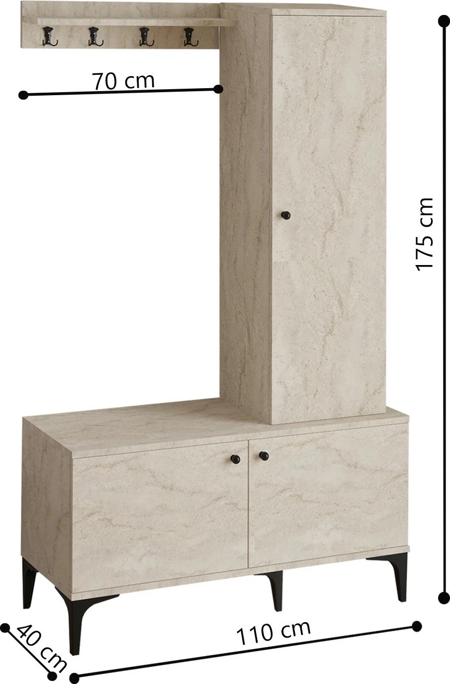 Stendë korridori Hanah Home, Lex, ngjyrë travertin