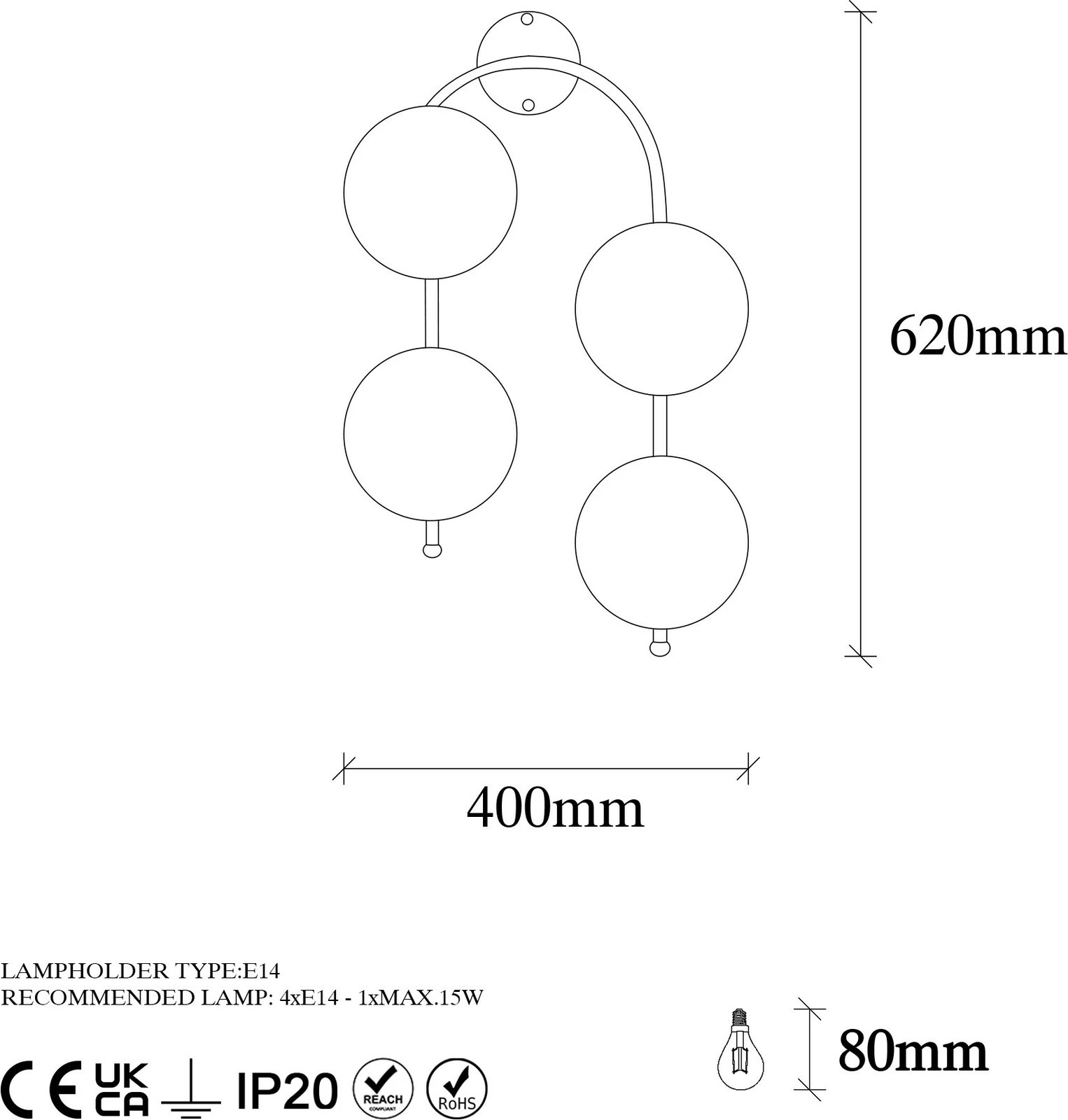 Llambë muri Opviq, Jewel - 10595, e zezë dhe krem, moderne