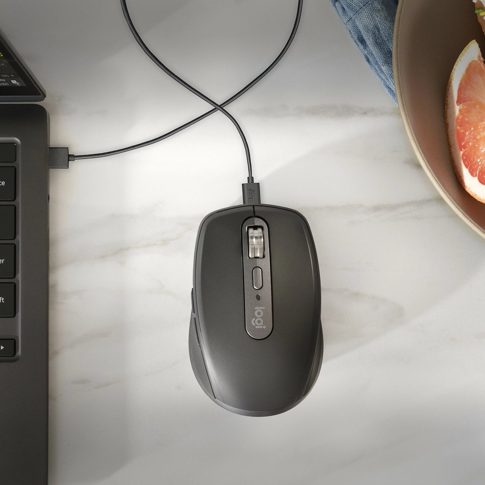Maus Logitech MX Anywhere 3S, Djathtas, Laser, RF Wireless + Bluetooth, 8000 DPI, Grafit