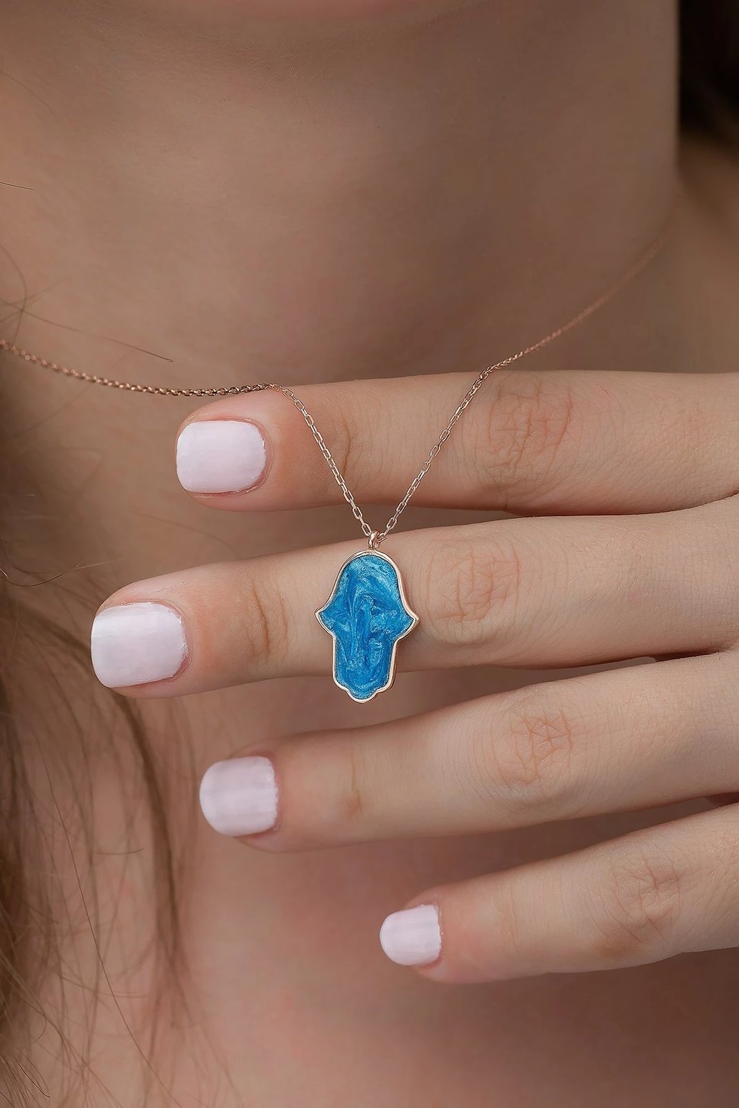 Varëse argjendi, veshje ari rozë, gur emali blu, Jumeon, TRDYL782