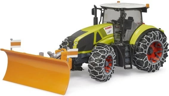 Traktor lodër BRUDER Claas Axion 950 me plug bore, 1:16, Gjelbër/Portokalli/E zezë