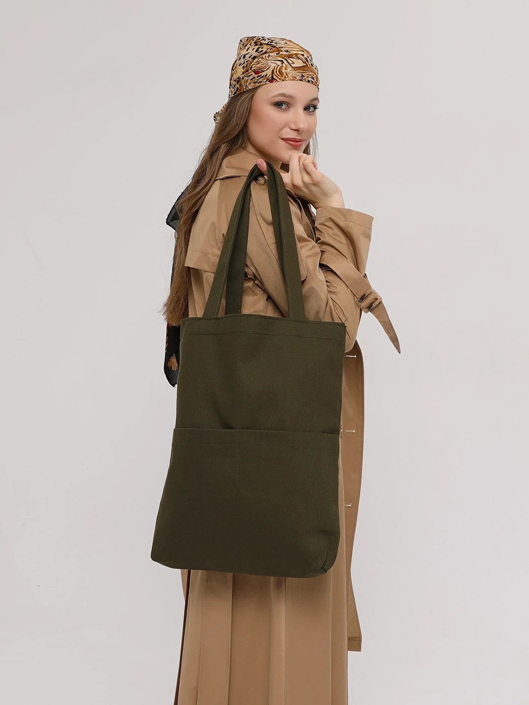 Torbë Tote Zoozie Bags, 2071, ngjyrë e gjelbër e errët