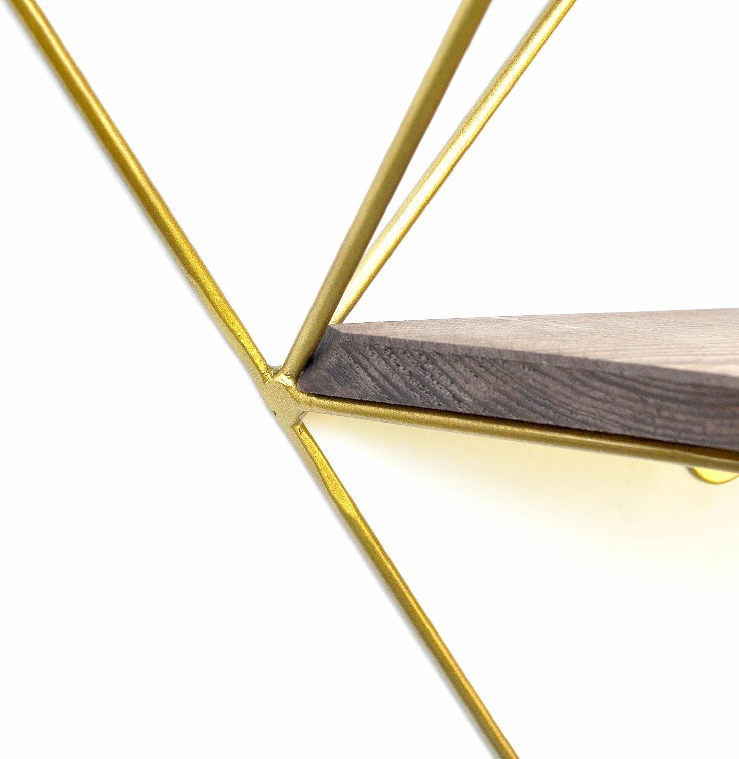 Raft dekorativ prej druri për mur, ngjyrë arre dhe ari, Hanah Home, Wr075