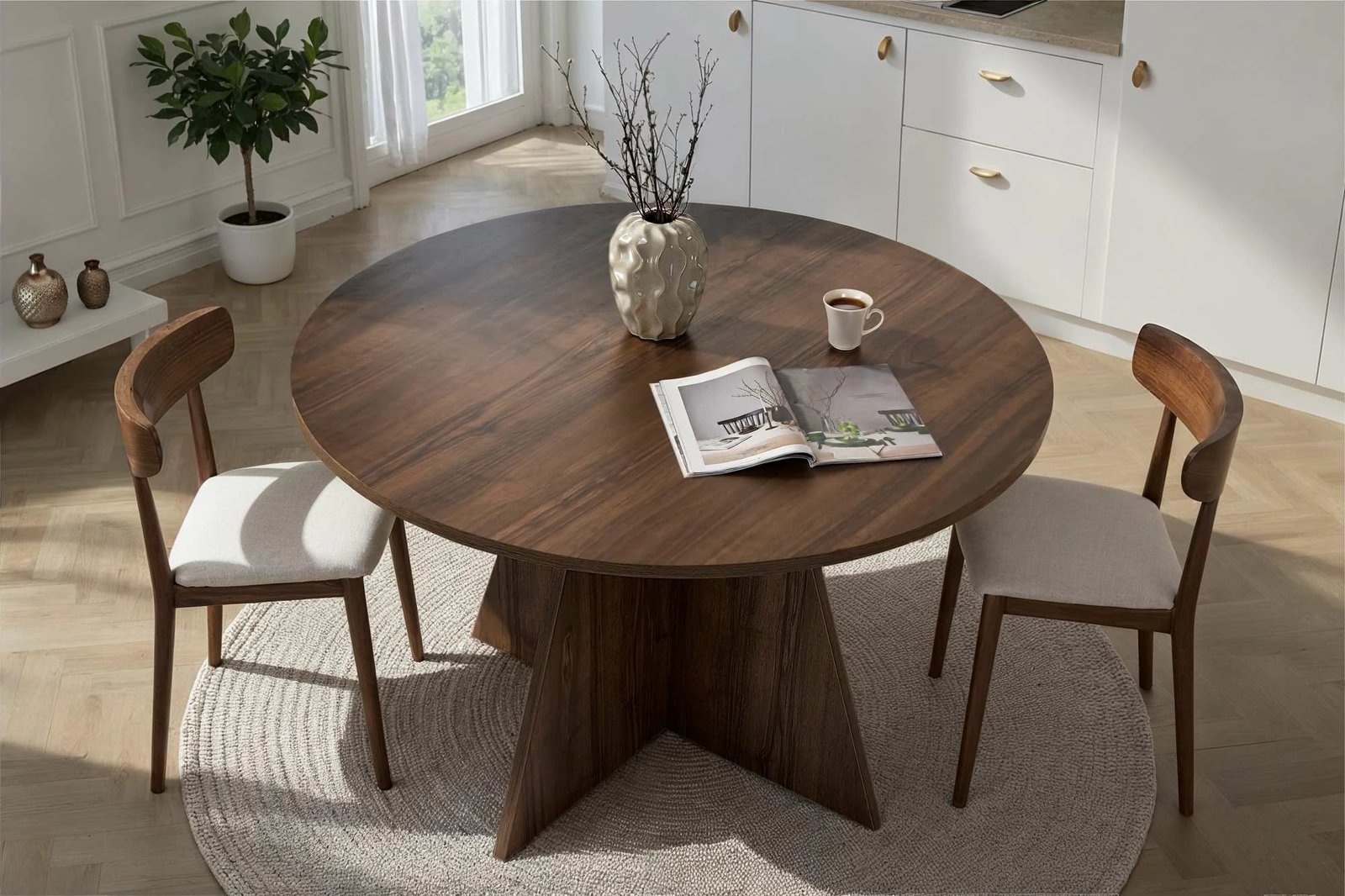 Tavolinë ngrënieje Nordure, Virella, ngjyrë arre