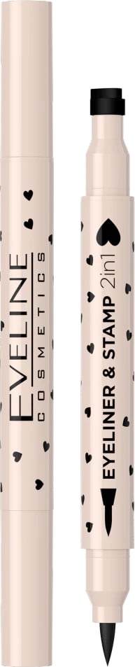 Eyeliner & Stamp 2-në-1 për femra Eveline Cosmetics 01 Heart e zezë, 1 copë