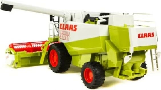 Lodër kombajnë gruri, BRUDER, BR-02120 Claas Lexion 480, shkallë 1:16, me pjesë lëvizëse dhe karrocë transporti, bardhë/jeshile/kuqe/zezë