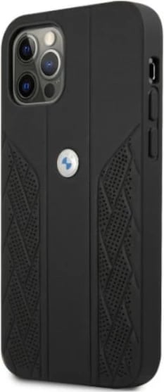Mbështjellës BMW Curve Perforate për iPhone 12/12 Pro 6.1", lëkurë, i zi