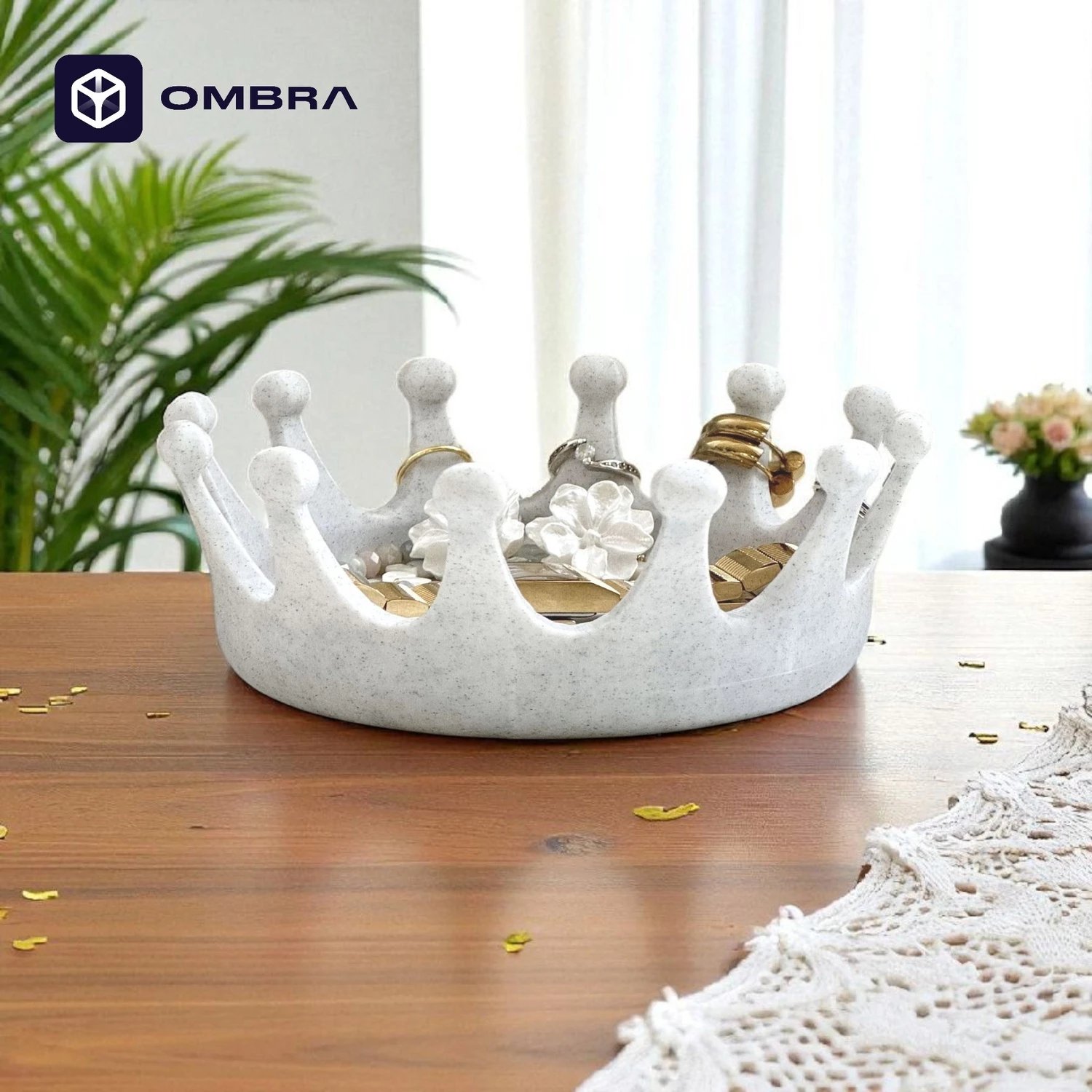 Organizues Bizhuterish – Dekori në formë Kurorë Mbretërore, ngjyrë mermeri