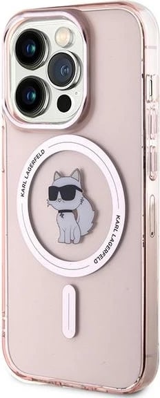 Mbështjellës Karl Lagerfeld IML Choupette MagSafe për iPhone 14 Pro, rozë