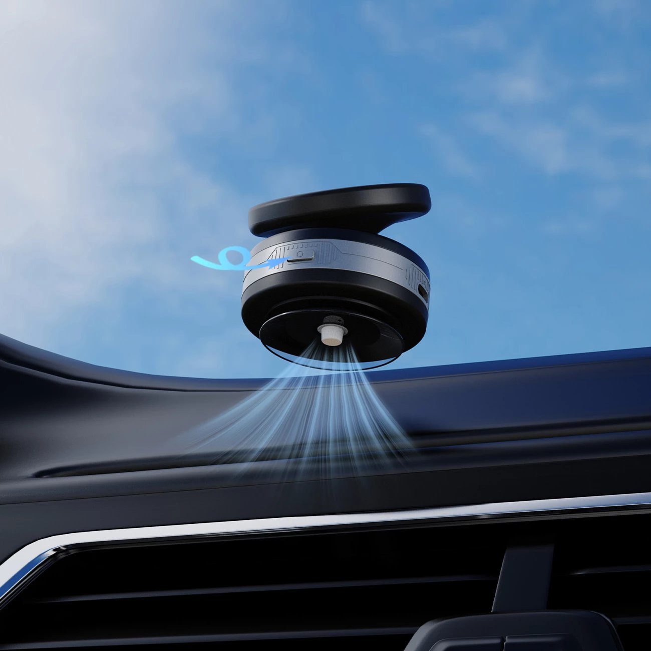 Mbajtës veture me karikues Qi, Wozinsky WUSQ-01, MagSafe kompatibil, 15W, montim me kupë thithëse për xham/panel, rrotullim 360°, USB-C, kabllo 1m, zi