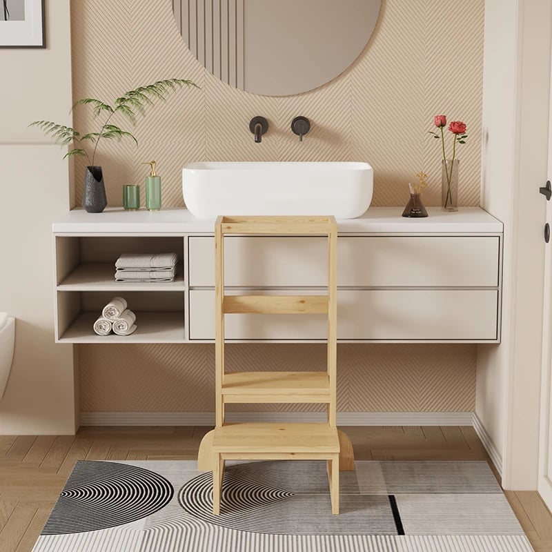 Kullë mësimi për fëmijë Chiquel, stil Montessori, dru pishe, ngjyrë natyrale, 45.7x51x90cm