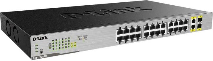 Switch D-Link DGS-1026MP 26 porta Gigabit PoE+ 370W, 2 uplink combo