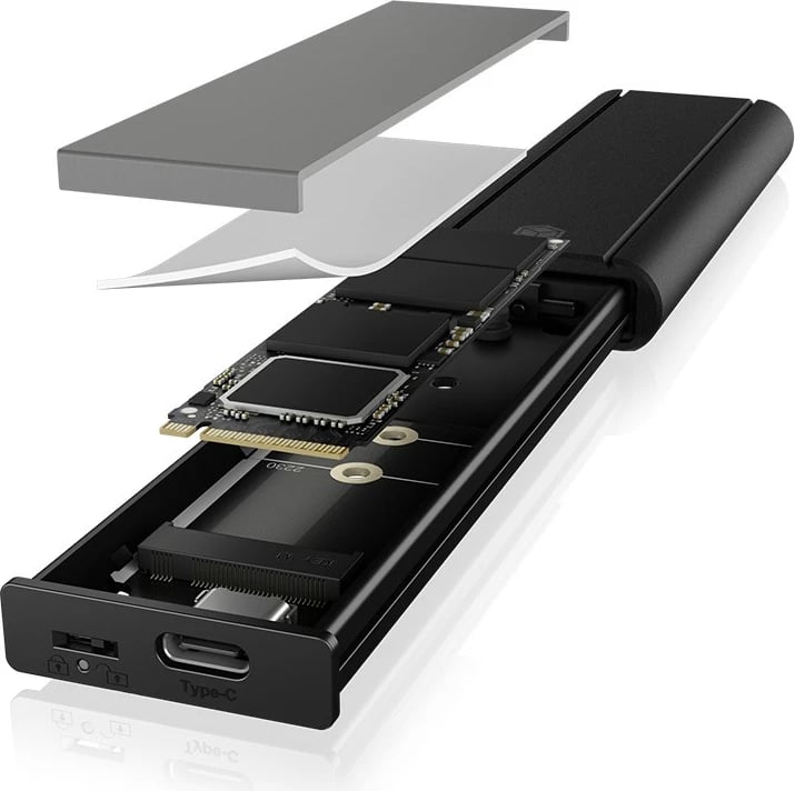 Kasë SSD ICY BOX IB-1807MT-C31, M.2, PCI Express, 10 Gbit/s, USB, e zezë