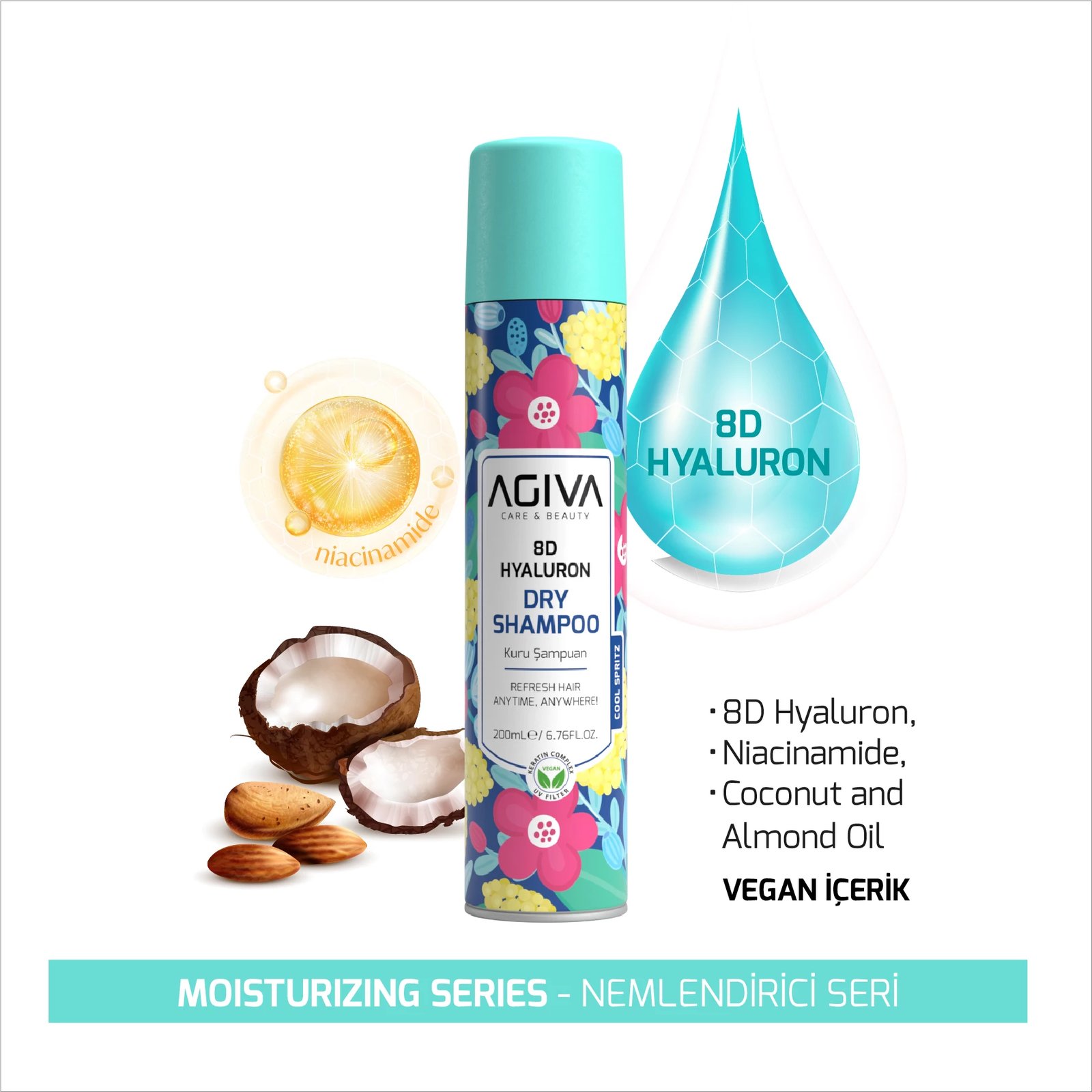 Shampon i thatë për flokë Agiva 8D Hialuron Pro Care