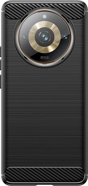 Mbështjellës Hurtel Carbon Case për Realme 11 Pro / 11 Pro+, i zi