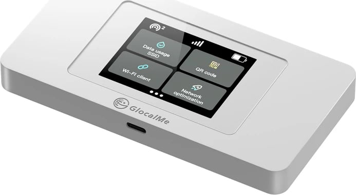 Ruter portabël Wi-Fi GlocalMe Duoturbo, CloudSIM, 4G/LTE, 3500 mAh, Bardhë