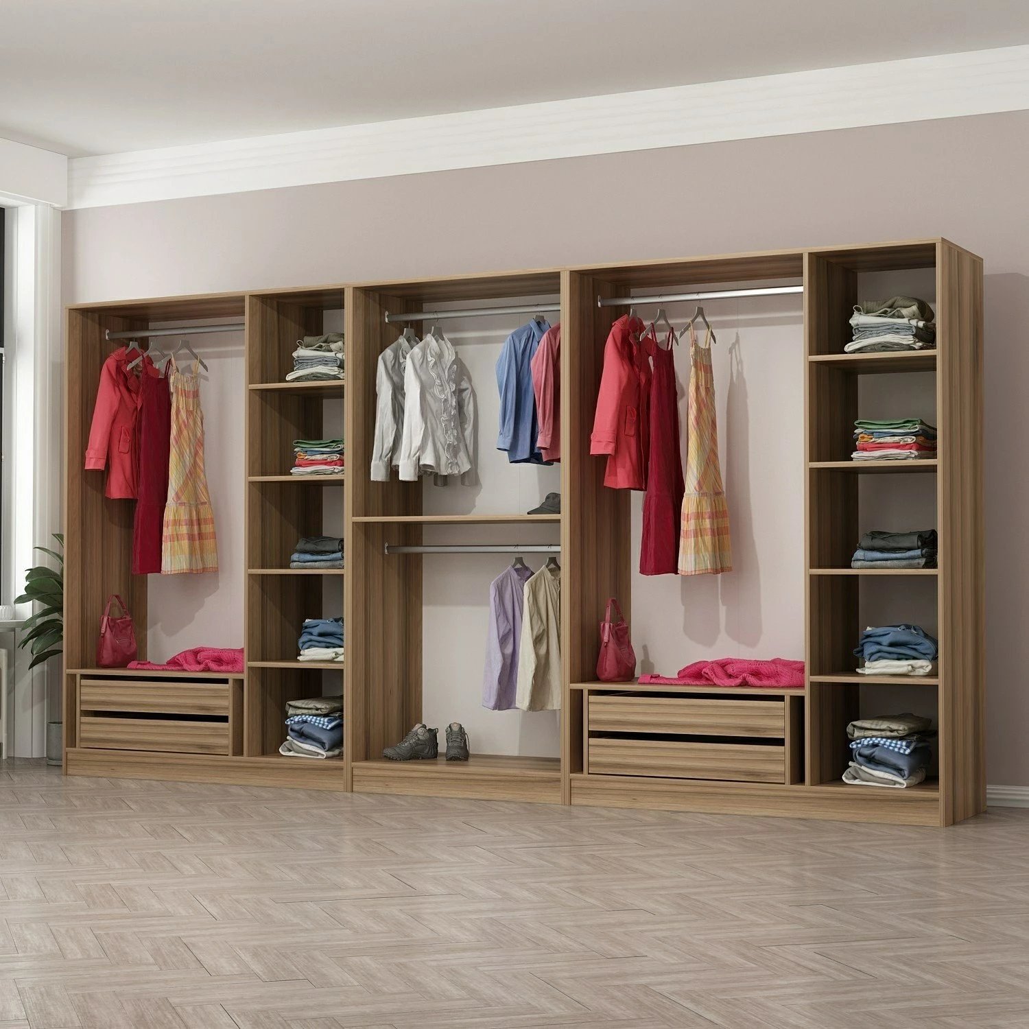 Dollap garderobe Skye Decor, ngjyrë dore, 360x190x52cm