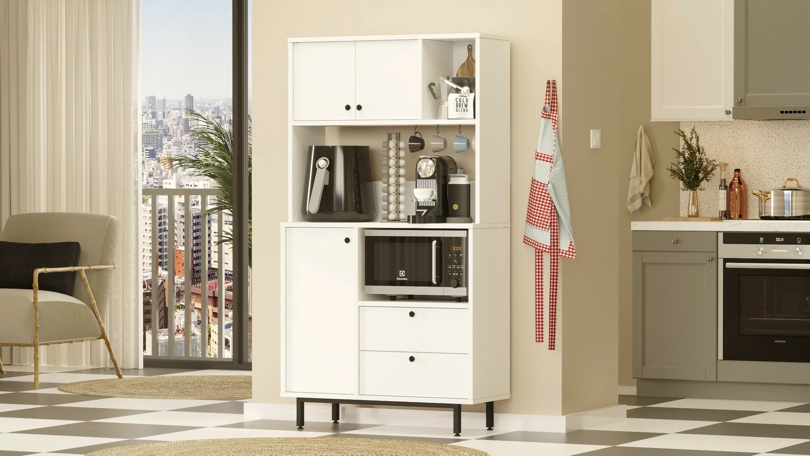 Dollap multifunksional, ngjyrë e bardhë, Skye Decor, RE3-W