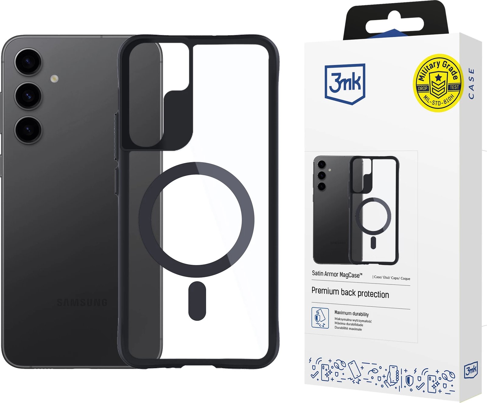 Mbështjellës 3mk Satin Armor MagCase për Samsung Galaxy S24+, Transparent