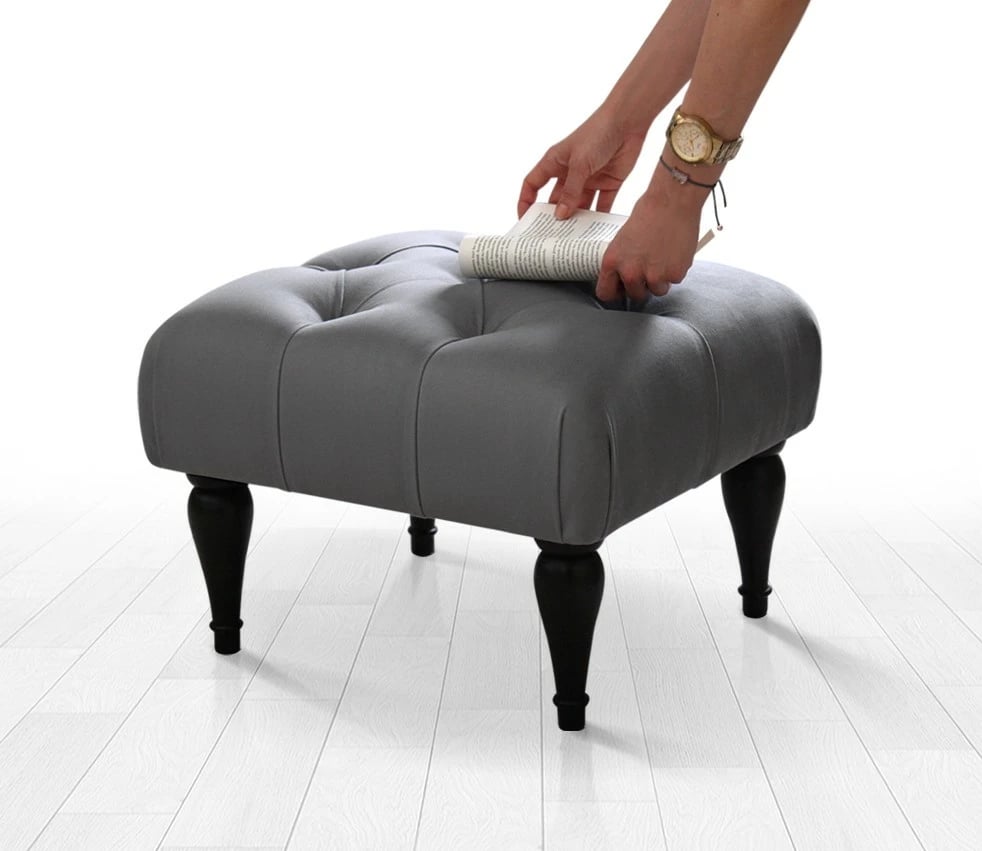 Puf Atelier del Sofa, dizajn bohem, ngjyrë gri, floral