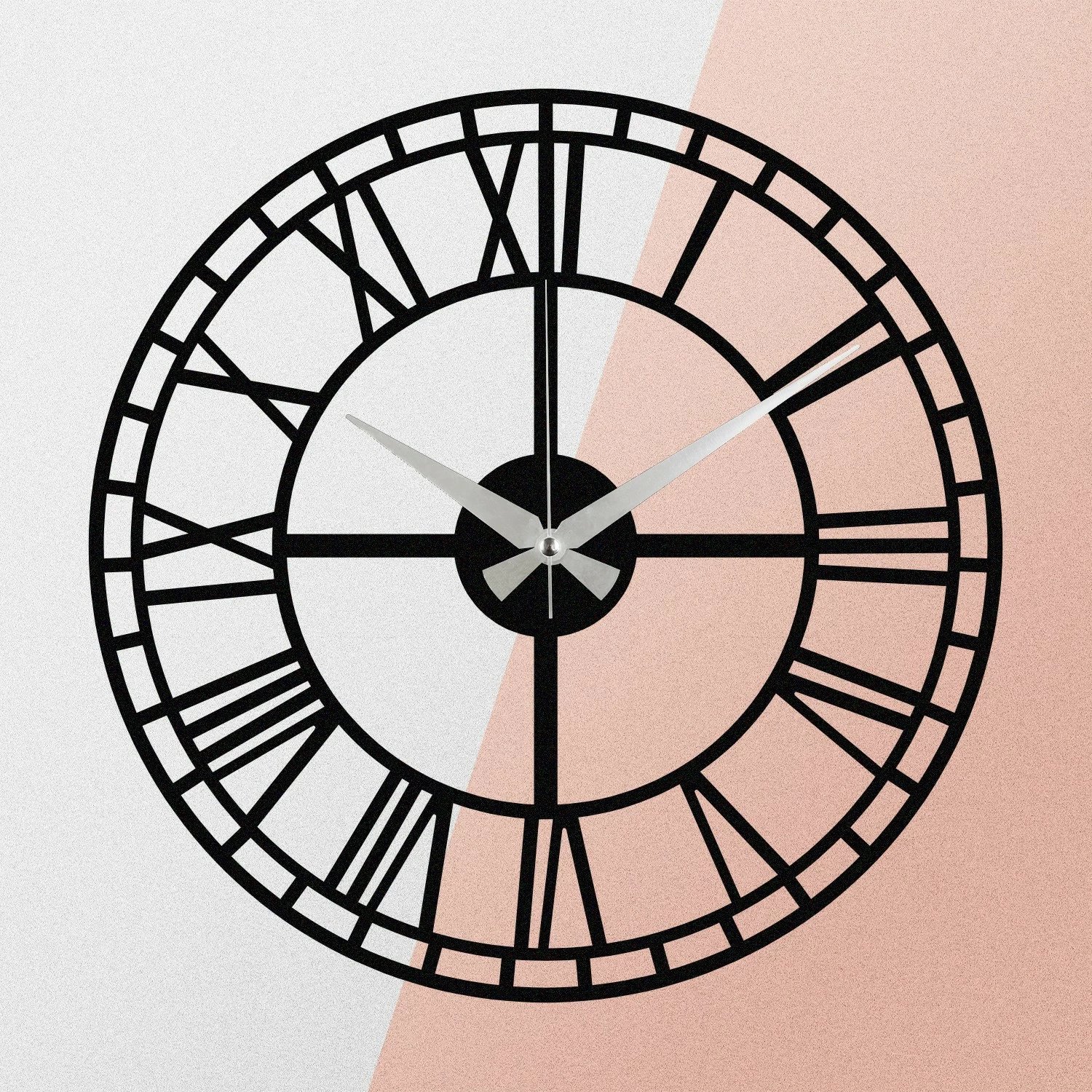 Orë muri dekorative metalike, Wallity Enzoclock - S002, e zezë, 48x48cm