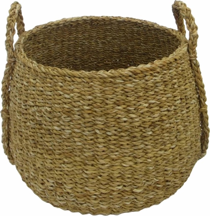 Set 3 shporta me dorezë ALMAR, 45x45x30cm, kashtë deti, natyrale