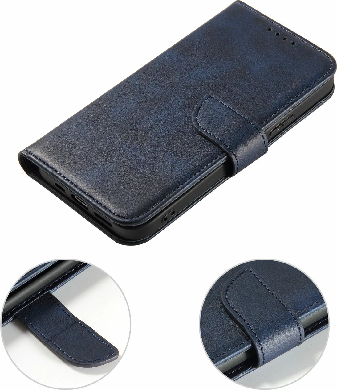 Mbështjellës Hurtel Magnet Case për iPhone 15 Pro Max, me portofol dhe stand, Kaltër