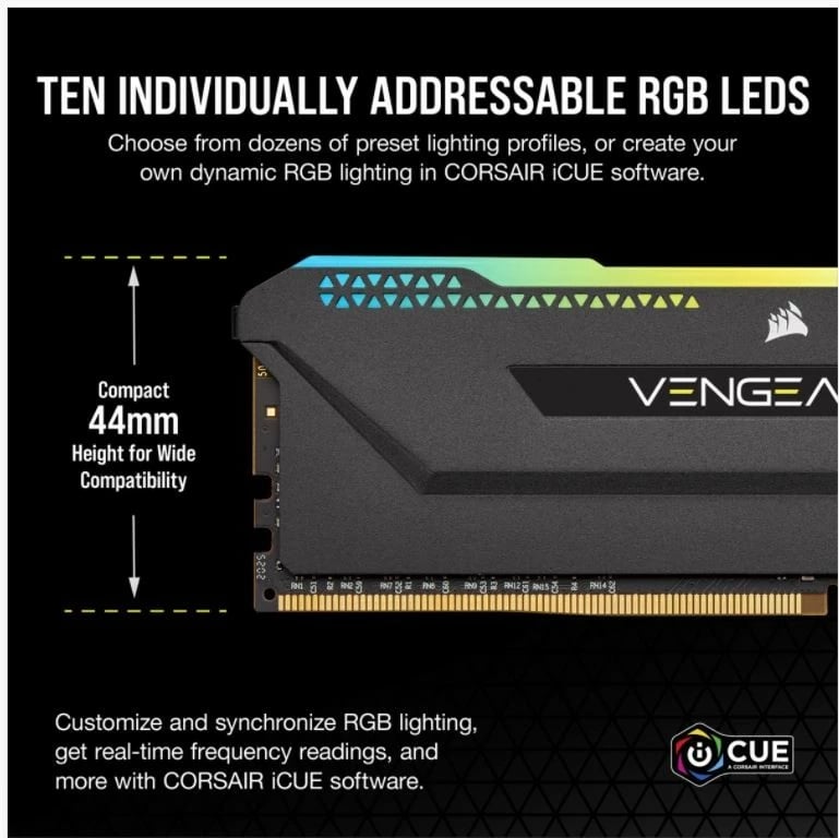 RAM Memorje Corsair Vengeance RGB PRO SL CMH16GX4M2Z3200C16 DDR4 16GB (2x8GB) 3200MHz CL16 RGB e zezë set 2