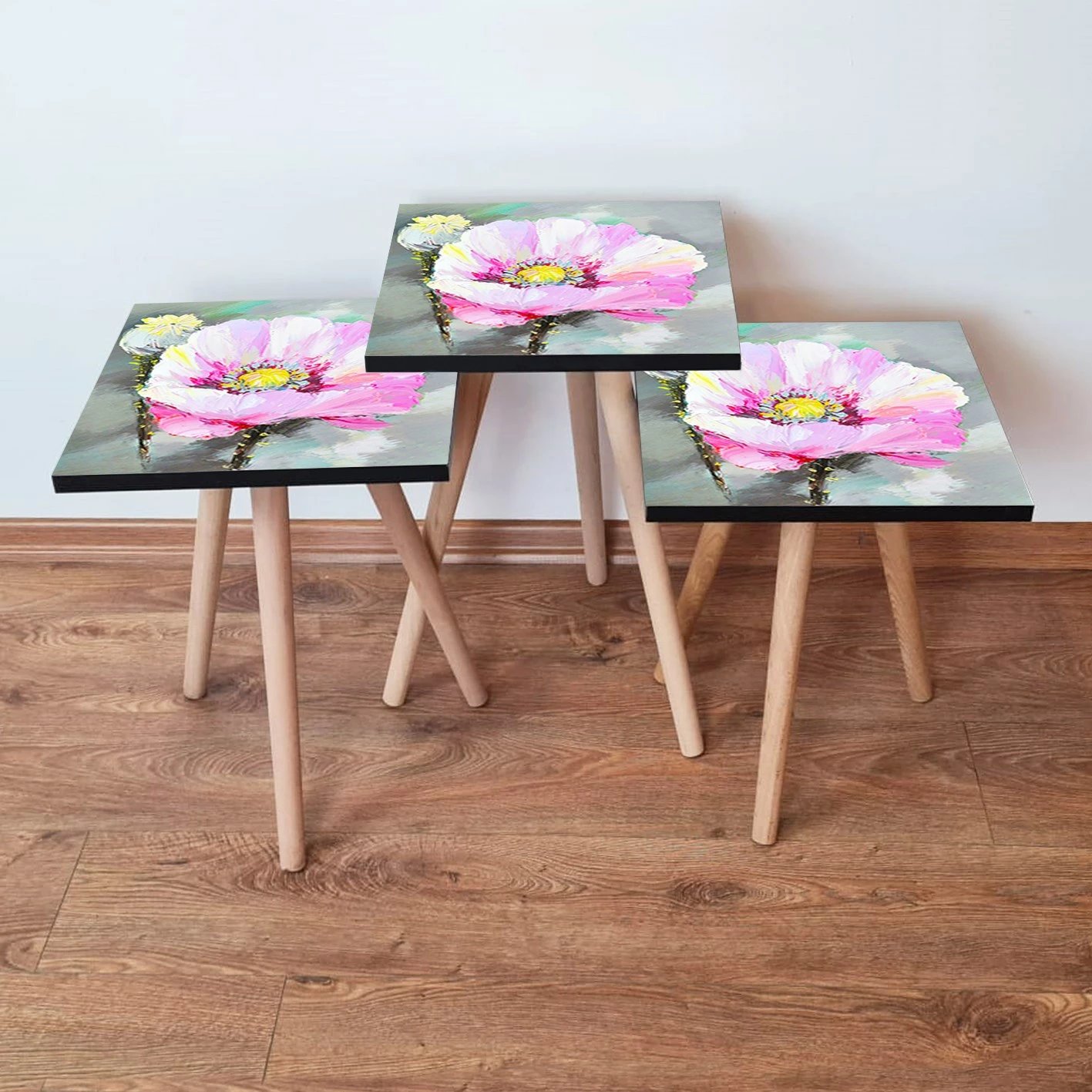 Set tavolinash ndihmëse, 3 copë, ngjyra të ndryshme, Skye Decor, 3Shp299