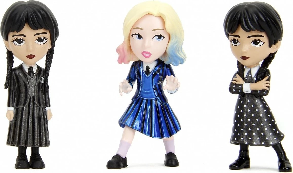Figurinë metalike koleksionuese Wednesday Jada Toys Deluxe Blind Pack, 2.5 inç, set prej 8 copë