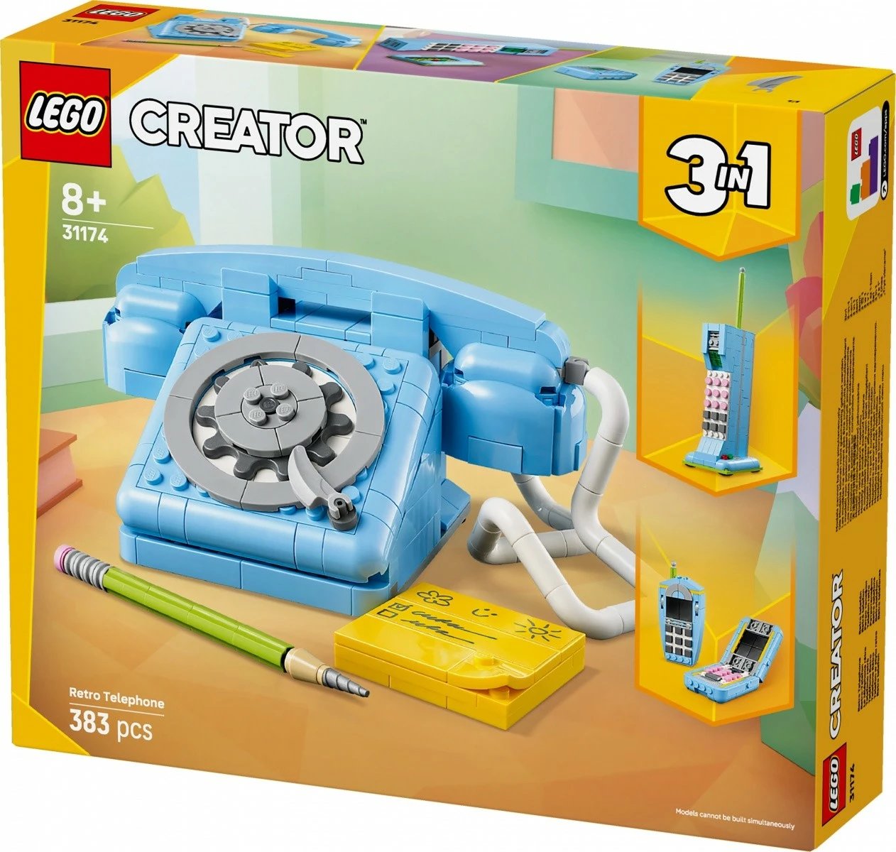 Set ndërtimi LEGO Creator 3-in-1, 31174 Retro Style Telephone, 383 pjesë, Blu
