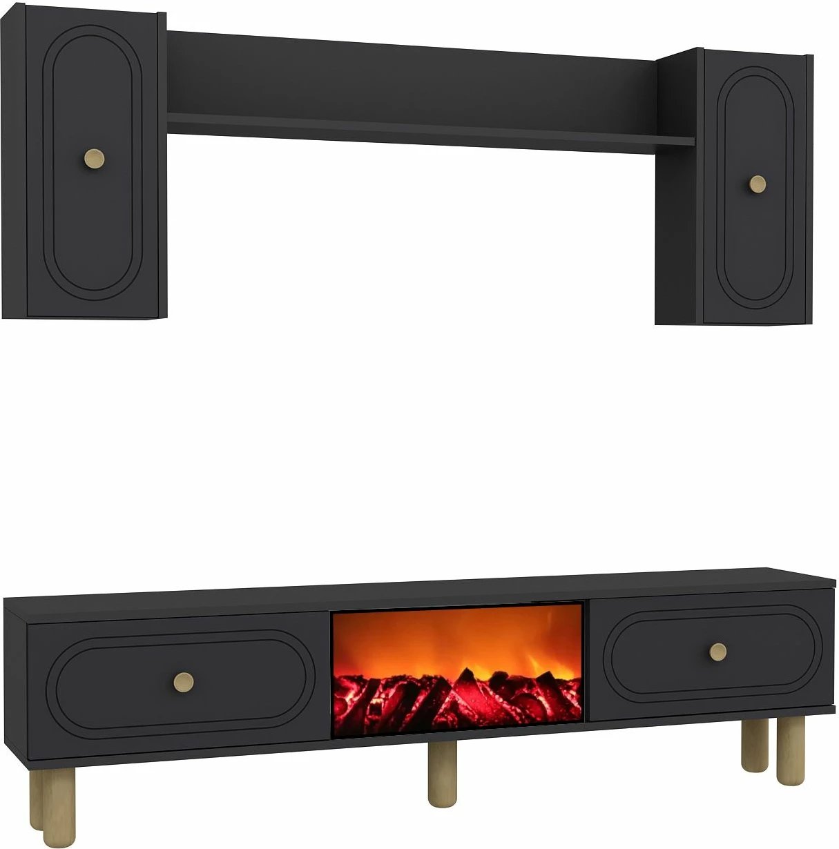 Njësi TV Skye Decor, oxhak dekorativ Polen Bohem, ngjyrë antracit