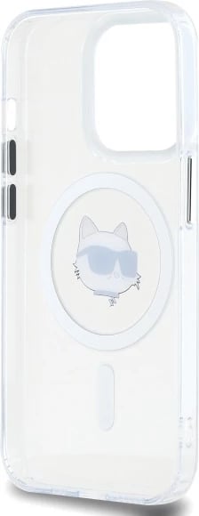 Mbështjellës Karl Lagerfeld IML Metal Choupette Head MagSafe për iPhone 14 Pro, Bardhë