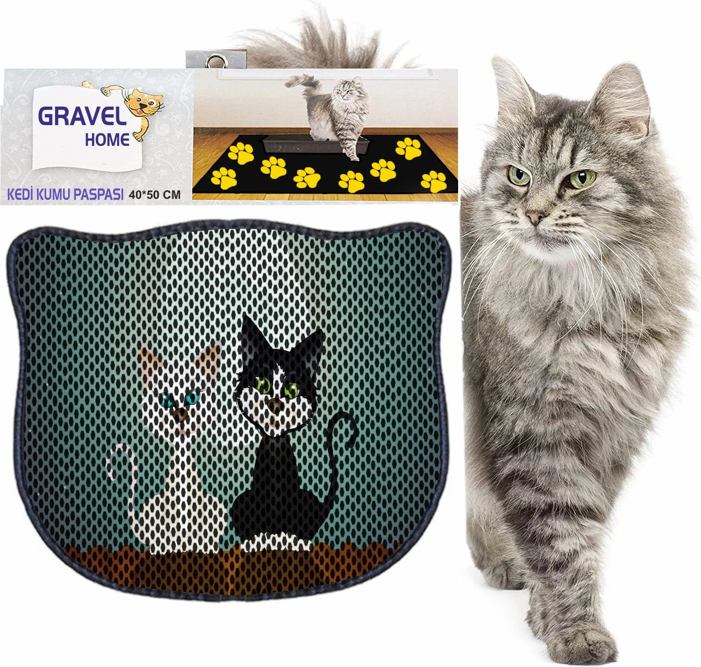Tapet për rërë mace, shumëngjyrësh, Paws & Whiskers, Kdkafa0026, 40x50cm