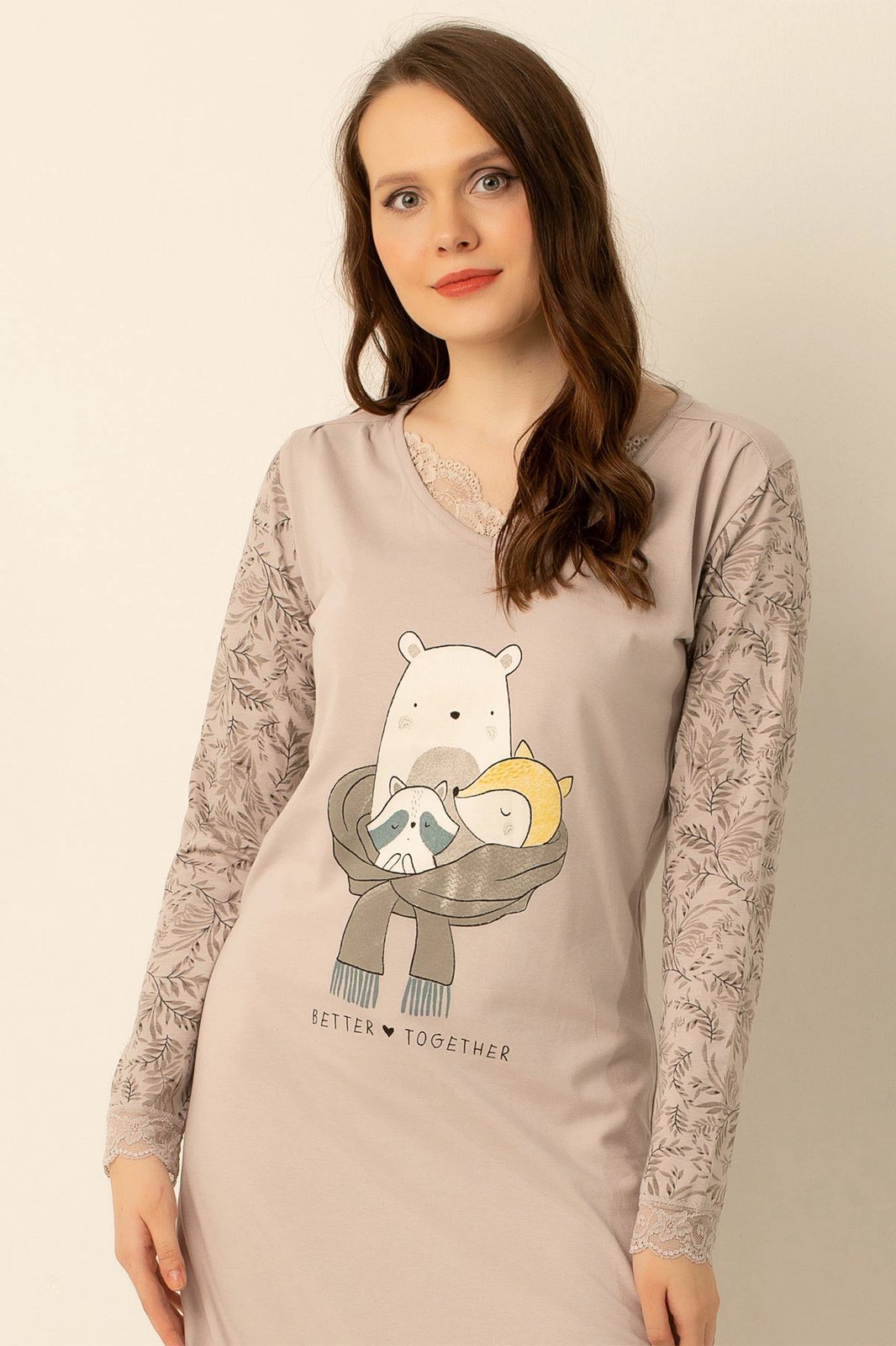 Këmishë nate Jumeon, ngjyrë mink, 002-000673