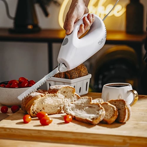 Thikë elektrike, Adler AD 4512, 180 W, 2 sete tehe inox, buton sigurie, teh 17 cm, e bardhë