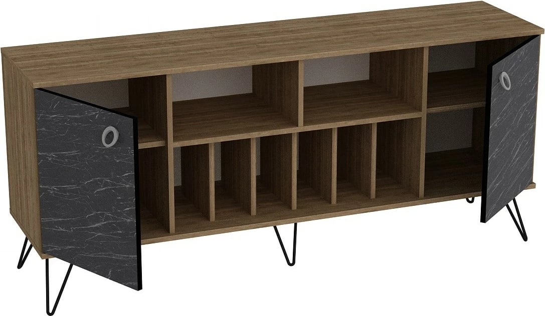 Konsol Lorenz, ngjyrë arre dhe e zezë, 180x78.6x44.8cm