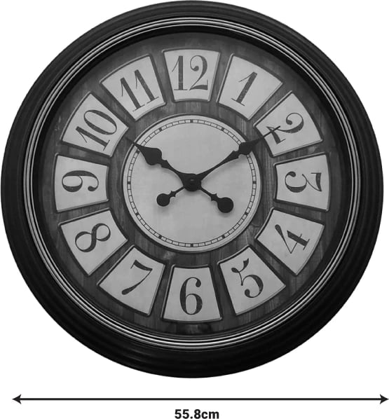 Orë muri Docto Inart, ngjyrë e zezë antike, D55.8x5.2cm