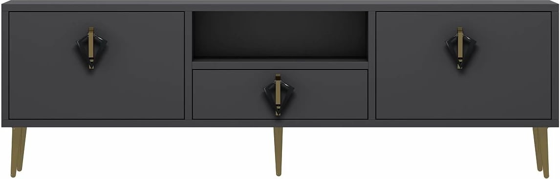 Komodë për TV Skye Decor, 1312-DROP-32, antracit, e zezë, e artë